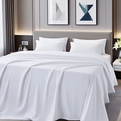 Pure White Sheet 100% Cotton Eco-friendly All-Season Hotel Use