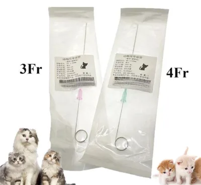 New Arrival Veterinary Pigtail Catheter for Cat Urethral Obstruction Relief PU Material 3FR/4FR Sizes Clinic Use
