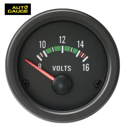 52mm Electrical Black Faceplate Aluminum Rim 8V to 16V Volt Meter Gauge for Car Truck Made in Taiwan