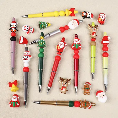 New Christmas 3D Silicone Focal Bead Accessories for DIY Crafts Santa Claus-Style Cartoon String Beads