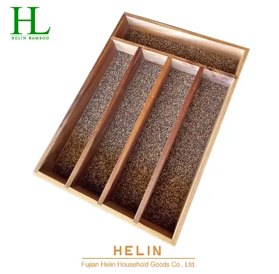 Walnut Cutlery Tray Walnut Utensil Holder With Cork Bottom