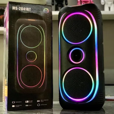 MS-2041BT Dual 8-Inch Outdoor for Speaker with FM Radio Built-in Battery & Type-C-Large Volume Portable