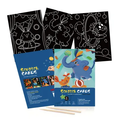 Magic Scratch Art Cards Set 4 Fairy Circus Designs Instant Color Reveal for Kids No Drawing Needed Educational Supplies