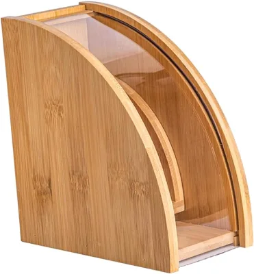 Coffee Filter Holder Coffee Paper Storage Rack Coffee Filter Paper Container Wooden Stand Organizer with Cover-5.5*5.9Inch