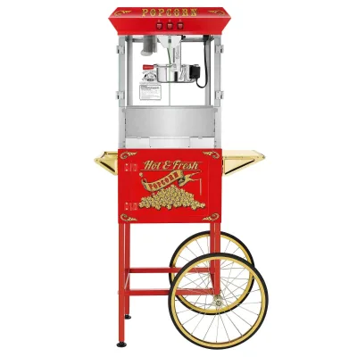 SPC Hot Fresh Popcorn Machine 8 Ounce With Cart - Red Full 4626