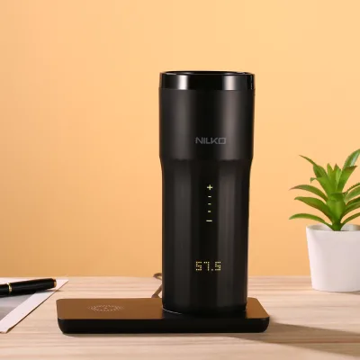 Keep Coffee Hot All Day Fast Wireless Charger Base Dull Black Double Wall Warmer Power 2 in 1 Temperature Control Travel Mug