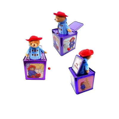 OEM Jack Stack Tin Music Box Little Red Riding Hood Teddy Bear Hand-Cranked Super Soft PP Cotton Plush Animal Toy Universal