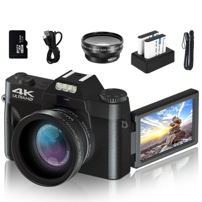 48MP Auto Focus Digital Camera 180 Degree Flip Screen 16X Zoom 4K Full HD Photography 32G SD Card Lens Best Product Category