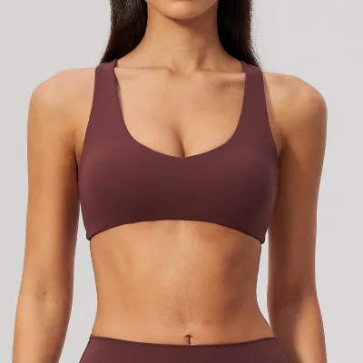 New Brushed Naked-feel Fashionable Cross-back Sports Running Fitness Yoga Wear