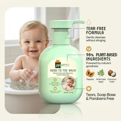 Mommy's Little Monster 2 in 1 Tear Free Baby Shampoo Body Wash Mild Moisturizing Newborn Baby Bath Shower Gel Sensitive Skin