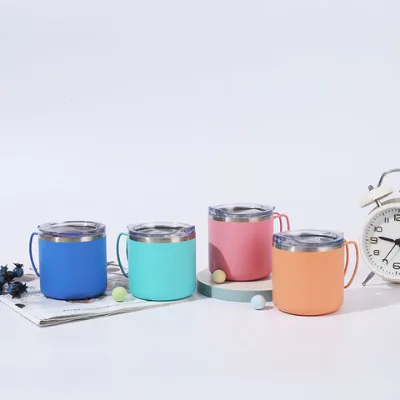Factory price Stainless Steel Double Wall 350ml mugs with handle for outdoor,camping