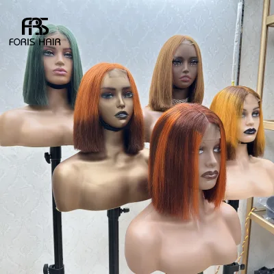 Foris 12A Bone Straight 2*6 Lace Closure Short Bob Wig Super Double Drawn Human Hair Raw Wigs for Black Women