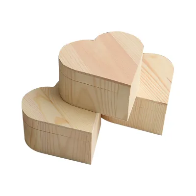 Rustic Wooden Heart Floral Chocolate Box Small Wood Heart Ring Boxes