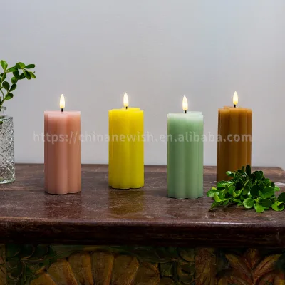 Kanlong 6inch Indoor Pillar No Fire Home Decoration Wax Unique Design CR2032 Battery Powered Flickering Candle Led Light