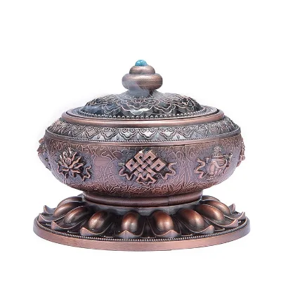 Resinic Incense burner Incense Holder Burner Tibet Lotus Copper Alloy(Stick/Cone/Coil Incense)