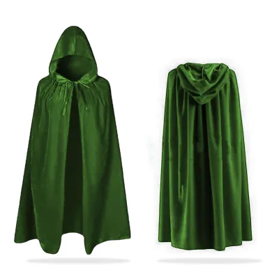 Hooded Cape Witch Velvet Cloak Halloween Accessories Cosplay Kids Costume Vampire Hooded 90cm Length