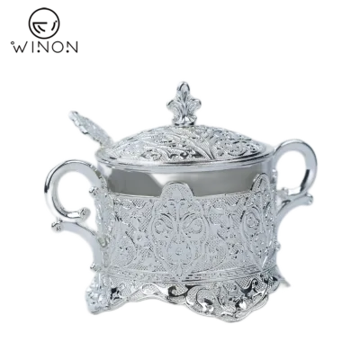 2022 Arabic Turkey Decorative Kitchen Canister Floret Round Sugar Cup With Spoon