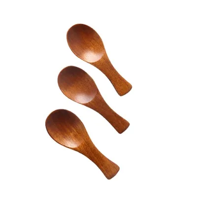 8cm Mini Short Handle Wooden Salt Sugar Spoon