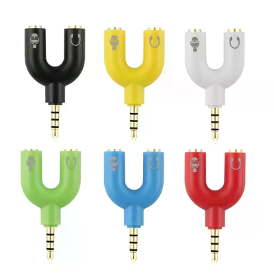 2 in 1 U Shape Two-way Headphones Splitter 3.5mm Double Jack Audio Headset Adapter Connector Converter Mobile Phone Accessories