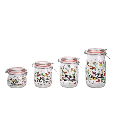 Wholesale Heat-resistant Glass Storage Jar Metal Seal Lids Airtight Glass Containers for Condiments Various Styles Cover Options