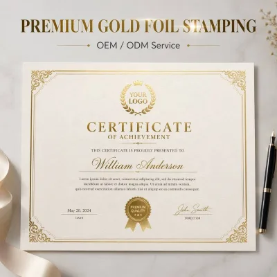 Premium Custom Certificate A4 Size Foil Stamping Professional Elegant Certificate Printing for Awards