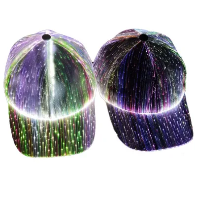 Fancy Cool Led Light Fiber Optic Fluorescent Cap Optical Fiber Music Festival Hip Hops Hat Holiday Baseball Caps