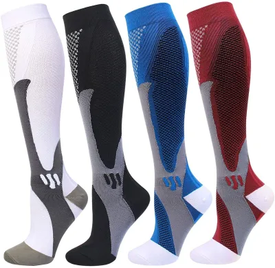 4 Pairs Anti-Bacterial Compression Socks for Men and Women 20-30 MmHg Compression Stockings