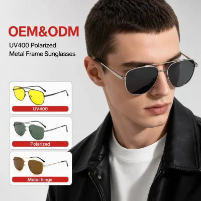 Sunray Amber Brown Red Gradient HD Anti Glare Round Gold Metal Lightweight Unisex TAC UV400 Polarized Sunglasses for Men
