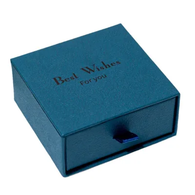 Spot Wholesale Ocean Blue Rectangular Paper Cardboard Jewelry Storage Drawer Box Ring Box Necklace Earrings Bracelet Box