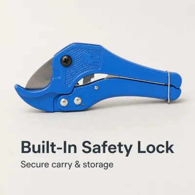 Ratcheting Pipe Cutter Blue for PVC CPVC PEX Pipe Cutting Tool with Hardened Steel Blade, Plumbing Construction