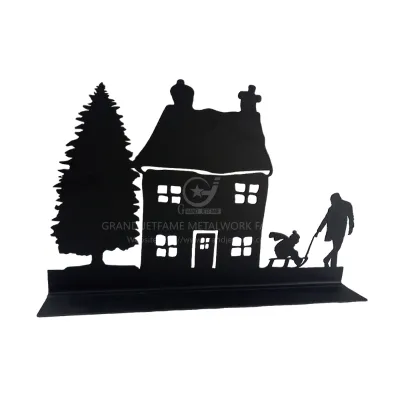 Metal Christmas House Ornament for Home Table Decoration