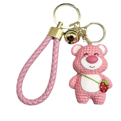 Cute Exquisite Strawberry Bear Keychain Lightweight Keyring for Women Packaged to Prevent Key Loss