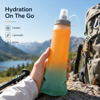 Sinodiving Outdoor 500ML Foldable Drinking Bottle Compact Collapsible Water Bottle for Camping Trekking Travel and Bulk Supply