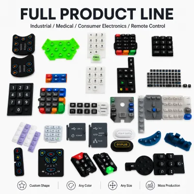 Wholesale OEM Custom Silicone Rubber Keypad Conductive Buttons with Carbon Pill for TV Remote Control