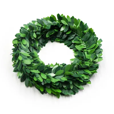 DIY Handmade Simulated Willow Leaves Classic Artificial Round Wreath for Home Party Decor