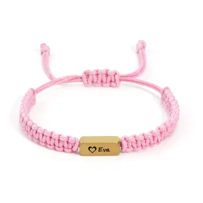 Personalized Fashion Support Engraving Stainless Steel Rectangular Bead Braided Colorful Rope Adjustable Couple Bracelet