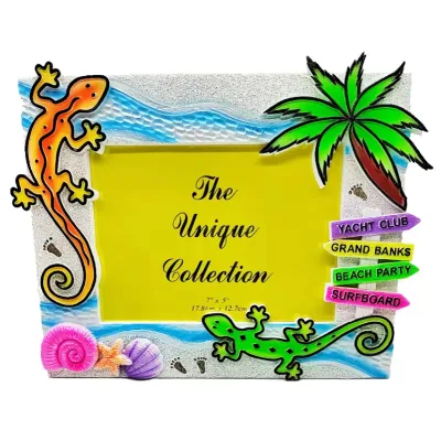 Customized logo Resin Photo Frame Manufacturer Spain Gecko Lizard Tourist Souvenir Beach Memories Holiday Photo Frame