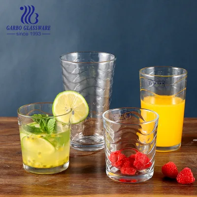 Food Grade High Ball Glass Tumbler Engrave Glass Water Cup 12OZ Lead Free Glass Cup Wholesale Pressed Glass Drink Tumblers
