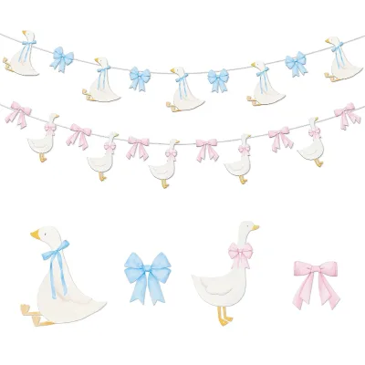 Wholesale Paper Bow Silly Goose Birthday Banner Pink Blue Portable Party Decoration for Baby Shower Birthday Party Decor