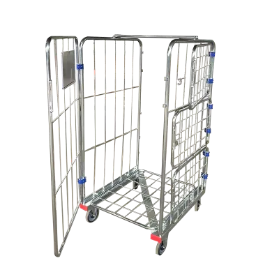 Industrial Laundry Cage Trolley Cart Roll Container Pallet with Castor Wheels Three Sided Roll Cage Trolley
