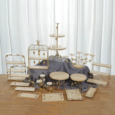 Modern Elegant Wood Wedding Party Decor Rectangular Dessert Table Rack New Year Thanksgiving Cake Rack High Quality for Displays