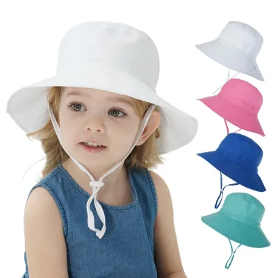 Children's Hat Spring Summer European American Style New Sunhat Unisex Breathable Quick Drying Polyester Bucket Beach Hat