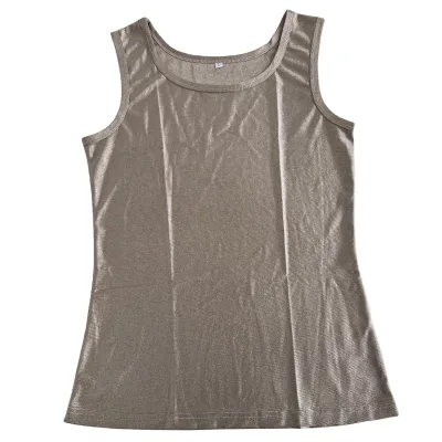 Women's Full Silver Sleeveless Round Neck Knitted Tank Top Plain Style Eco-Friendly Breathable Casual Daily Wear