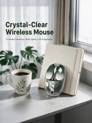 MOFii M60 Translucent Striped BT 2.4G Wired Triple Mode Quiet Ergonomic Office Gaming Rechargeable 400mAh Wireless Mouse