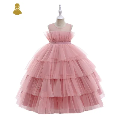 FSMKTZ 2023 New Arrival Multi-Layered Cake Skirt Princess Tulle Dress for Children Piano Performance and Flower Girl Outfits