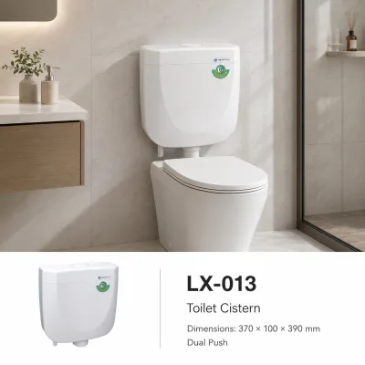 White Plastic Wall Mount Dual Flush Squat Pan Water Tank, Double Button Flush Cistern for Restroom Squatting Toilet Matching
