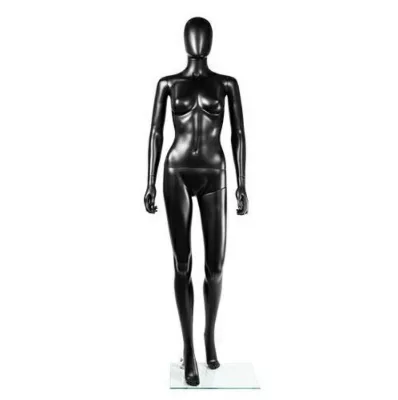 High Quality Black Egg Head Female Mannequin with Glass Base for Window Display