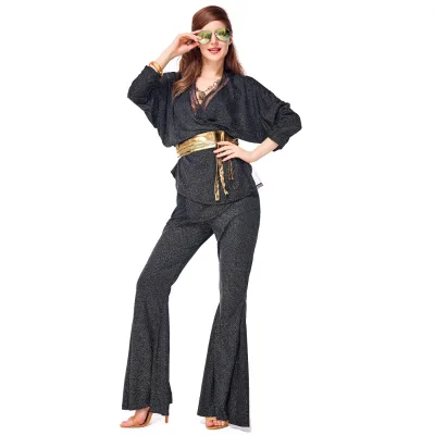 Women Vintage 70s Disco Dazzler Bell Bottoms Groovy Party Dress