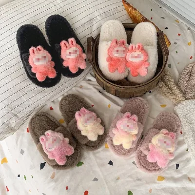Children's Cotton Slippers New Style Cute Cartoon Plush Warm Home Slippers for Boys and Girls Winter Season