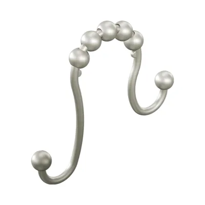 Modern Style 12-Piece SR2201BN Brushed Nickel Shower Curtain Rings with Double Metal Hooks for Bathroom Shower Rod